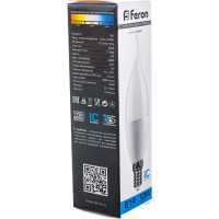 Светодиодная лампа FERON LB-970, 13W, 230V E14 6400K свеча на ветру 38114