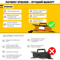 1-местный удлинитель-шнур на рамке STTEKER серия Home HM02-02-10 без заземления 2x0,75мм2, 10м, оранжевый 39490