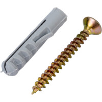 Набор для крепления ВИРТУОЗ дюбель 6х30, шуруп 4х35 потайная головка, желтый цинк, 18 шт. 00170