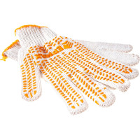 Вязаные перчатки ЕРМАК ЛЮКС х/б с ПВХ напылением, 5 нитей, белые, 62г, 24см, подвес 638-007