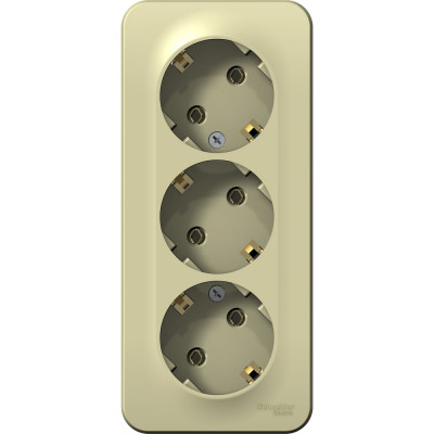 3-местная розетка Systeme Electric открытой проводки Blanca 16А IP20 250В с заземлением бежевая BLNRA010317