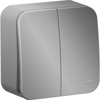 2-клавишный выключатель Systeme Electric открытой проводки Blanca 10А IP20 5 250В алюминий BLNVA105013
