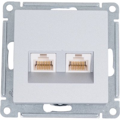 2-местный механизм компьютерной розетки Systeme Electric AtlasDesign RJ45 + RJ45 категории 5e алюминий ATN000385