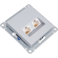 2-местный механизм компьютерной розетки Systeme Electric AtlasDesign RJ45 + RJ45 категории 5e алюминий ATN000385