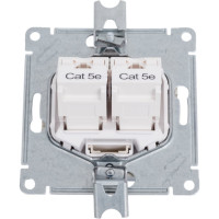 2-местный механизм компьютерной розетки Systeme Electric AtlasDesign RJ45 + RJ45 категории 5e алюминий ATN000385
