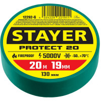 Изоляционная лента ПВХ STAYER Protect-20 19 мм х 20 м, зеленая 12292-G