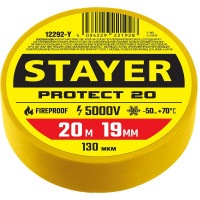 Изоляционная лента ПВХ STAYER Protect-20 19 мм х 20 м, желтая 12292-Y
