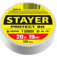 Изоляционная лента ПВХ STAYER Protect-20 19 мм х 20 м, белая 12292-W