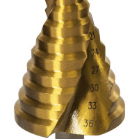 Сверло ступенчатое спиральное с кобальтовым покрытием по металлу (4-30 мм; шаг 2 мм; 3-х гран.хвост.10 мм) ПРАКТИКА 793-770