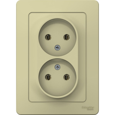 2-местная розетка Systeme Electric скрытой проводки Blanca 16А IP20 250В без заземления без защитных шторок бежевый BLNRS000027