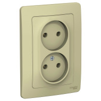 2-местная розетка Systeme Electric скрытой проводки Blanca 16А IP20 250В без заземления без защитных шторок бежевый BLNRS000027