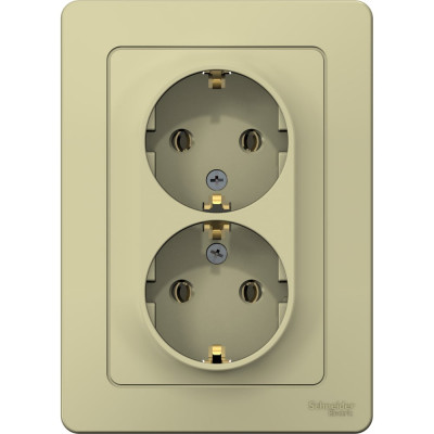 2-местная розетка Systeme Electric скрытой проводки Blanca 16А IP20 250В с заземлением без защитных шторок бежевый BLNRS001027