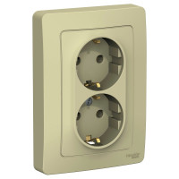 2-местная розетка Systeme Electric скрытой проводки Blanca 16А IP20 250В с заземлением без защитных шторок бежевый BLNRS001027