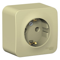 1-местная розетка Systeme Electric открытой проводки Blanca 16А IP20 250В с заземлением бежевая BLNRA010117