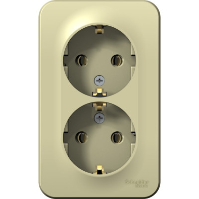 2-местная розетка Systeme Electric открытой проводки Blanca 16А 250В с заземлением бежевая BLNRA010217