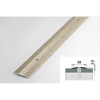 Порог прямой алюминиевый (28 мм; 0.9 м; декоративный; дуб беленый) Лука УТ000003042