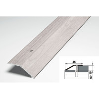 Порог разноуровневый алюминиевый (45 мм; 0.9 м; декоративный; ясень белый) Лука УТ000022019