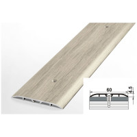 Порог прямой алюминиевый (60 мм; 0.9 м; декоративный; клен беленый) Лука УТ000012535