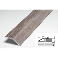 Порог разноуровневый алюминиевый (45 мм; 0.9 м; декоративный; дуб дымчатый) Лука УТ000022018