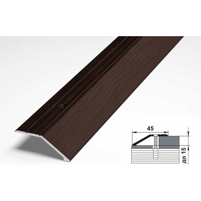 Порог разноуровневый алюминиевый (45 мм; 0.9 м; декоративный; дуб венге) Лука УТ000002336
