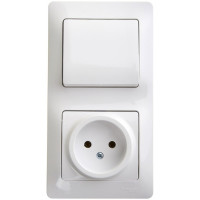 Комбинированный блок розетка + 1-клавишный выключатель Systeme Electric GLOSSA белый GSL000160
