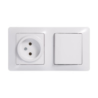Комбинированный блок розетка + 1-клавишный выключатель Systeme Electric GLOSSA белый GSL000160
