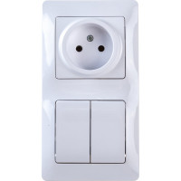 Комбинированный блок розетка + 2-клавишный выключатель Systeme Electric GLOSSA белый GSL000172