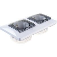 2-местная розетка Systeme Electric скрытой проводки Glossa 16А IP44 с заземлением защитные шторки в сборе белый GSL000147