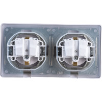 2-местная розетка Systeme Electric скрытой проводки Glossa 16А IP44 с заземлением защитные шторки в сборе белый GSL000147