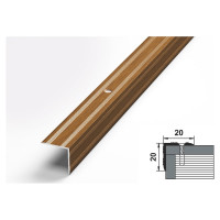 Порог угловой алюминиевый (20х20 мм; 0.9 м; декоративный; орех) Лука 00000001948