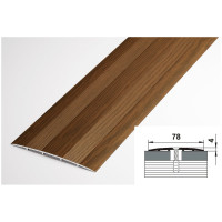 Порог прямой алюминиевый (78 мм; 0.9 м; декоративный; дуб темный) Лука 00000001497