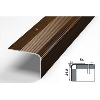 Порог угловой алюминиевый (54х41.8 мм; 0.9 м; декоративный; венге) Лука 00000002976