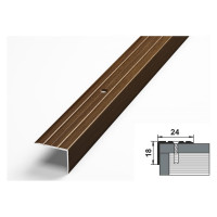 Порог угловой алюминиевый (24х18 мм; 0.9 м; декоративный; венге) Лука 00000001837