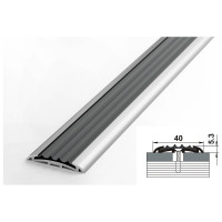 Порог прямой алюминиевый (40 мм; 2.7 м; без покрытия; серая резинка) Лука УТ000024461