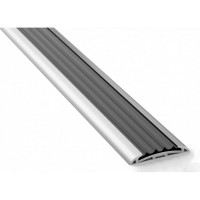 Порог прямой алюминиевый (40 мм; 1.8 м; без покрытия; серая резинка) Лука УТ000024448