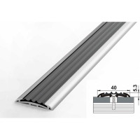 Порог прямой алюминиевый (40 мм; 1.8 м; без покрытия; серая резинка) Лука УТ000024448