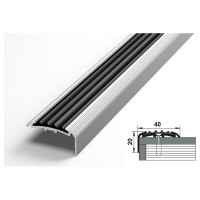 Порог угловой алюминиевый (40х20 мм; 2.7 м; без покрытия; черная резинка) Лука УТ000023695