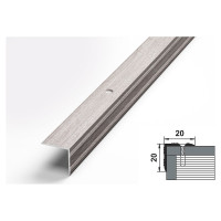 Порог угловой алюминиевый (20х20 мм; 0.9 м; декоративный; ясень белый) Лука УТ000024015