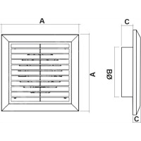 Решетка вентиляционная 170х170 мм, диаметр дымохода 150 мм MTG 426054