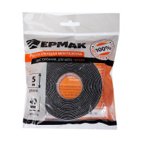 Монтажная 2-х сторонняя клеящая лента ЕРМАК для АВТО, 40 мм x 5 м, черная 472-023