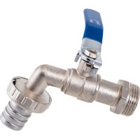 Шаровой кран со штуцером RM 3/4 водоразборный, никелированный, ручка VN-CN34