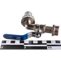 Шаровой кран со штуцером RM 3/4 водоразборный, никелированный, ручка VN-CN34