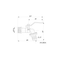 Шаровой кран со штуцером RM 3/4 водоразборный, ручка VN-BY34