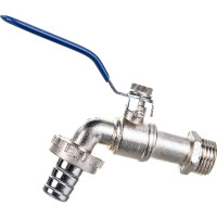 Шаровой кран со штуцером RM 1/2 водоразборный, никелированный ручка VN-CN12