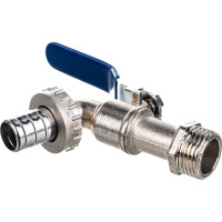 Шаровой кран со штуцером RM 1/2 водоразборный, никелированный ручка VN-CN12