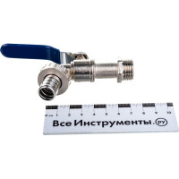 Шаровой кран со штуцером RM 1/2 водоразборный, никелированный ручка VN-CN12