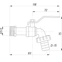 Шаровой кран со штуцером RM 1/2 водоразборный, никелированный ручка VN-CN12