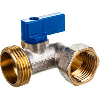 Шаровой кран для стиральной машины RM трёхпроходной, 1/2х3/4х1/2, никелированный -3WFMM