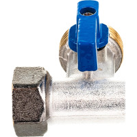 Шаровой кран для стиральной машины RM трёхпроходной, 1/2х3/4х1/2, никелированный -3WFMM