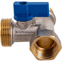 Шаровой кран для стиральной машины RM трёхпроходной, 1/2х3/4х1/2, никелированный -3WFMM